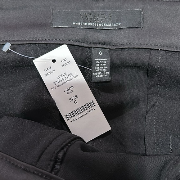 NWT WHBM Belted Tapered Utility Trouser Black Satin - Picture 2 of 8